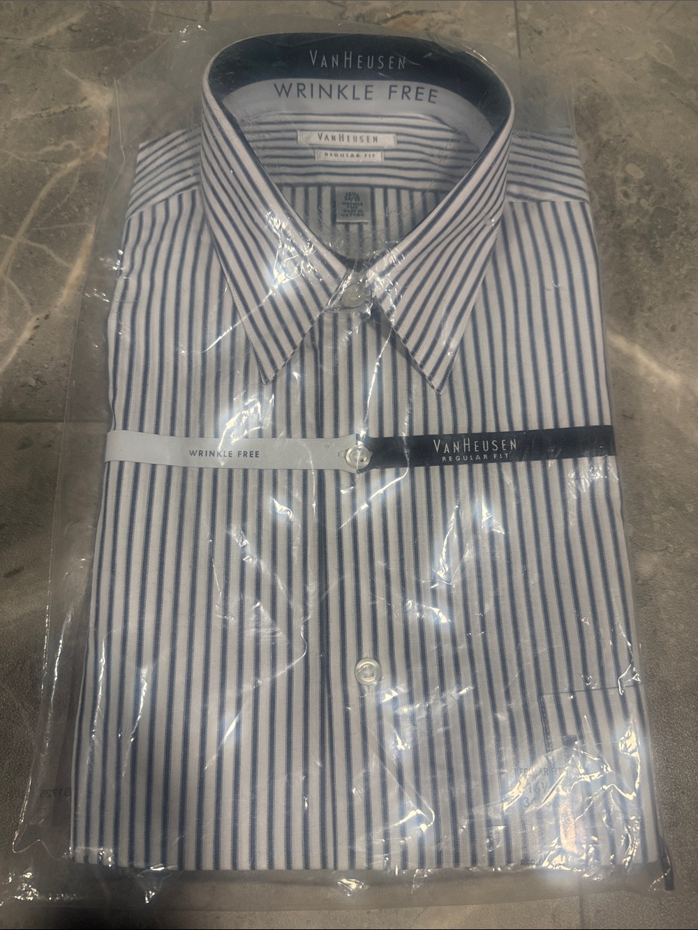 Van Heusen White and Blue Striped Dress Shirt